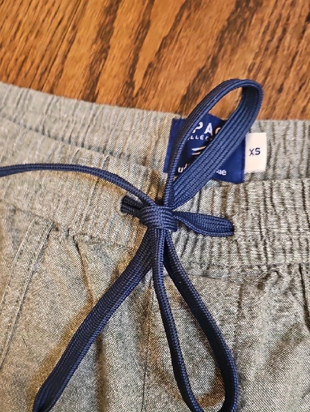 United By Blue Impact Collection Olive Drawstring Shorts with Navy Tie - Picture 6 of 7